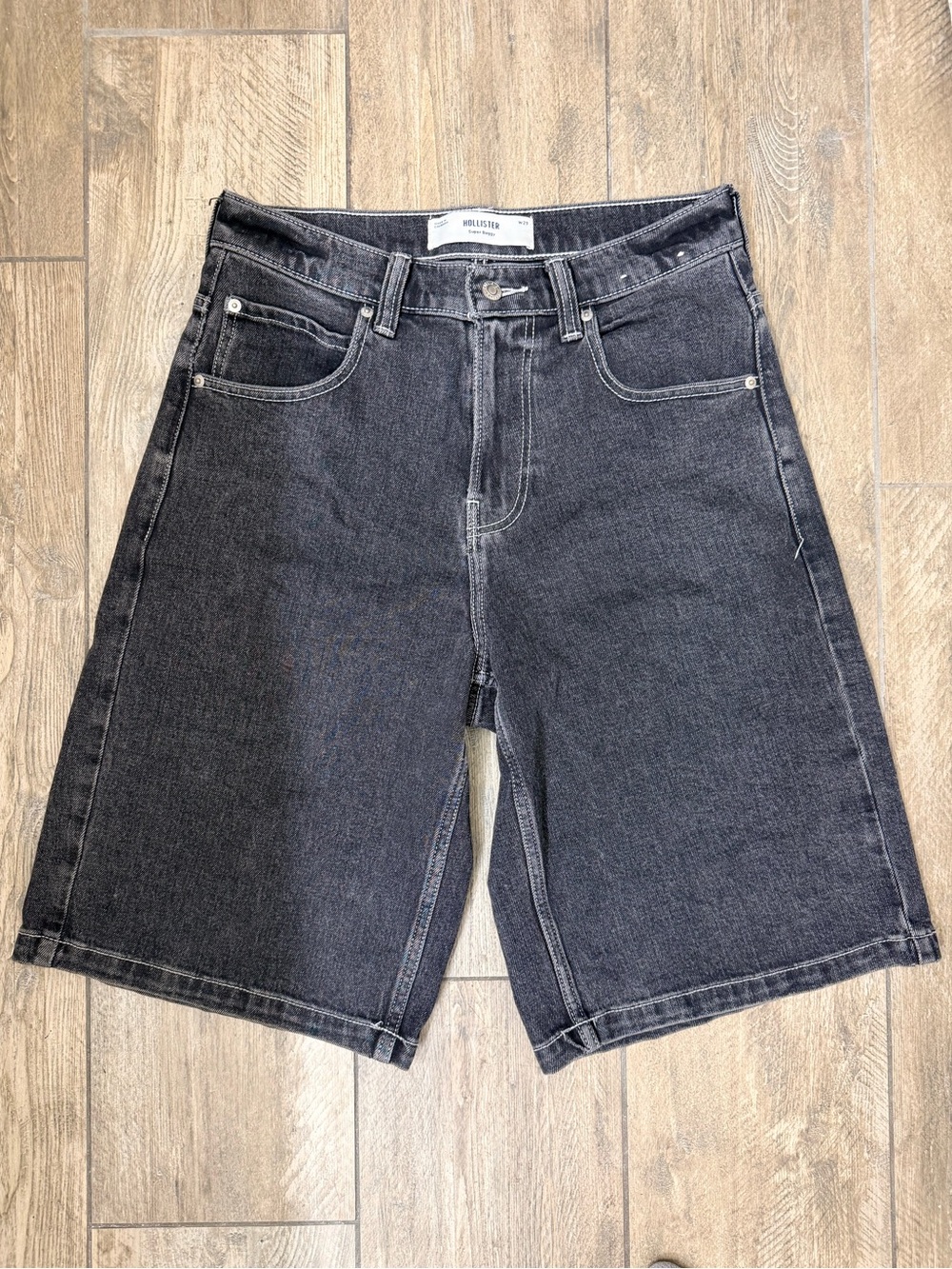Hollister Super Baggy Cat Graphic Denim Shorts